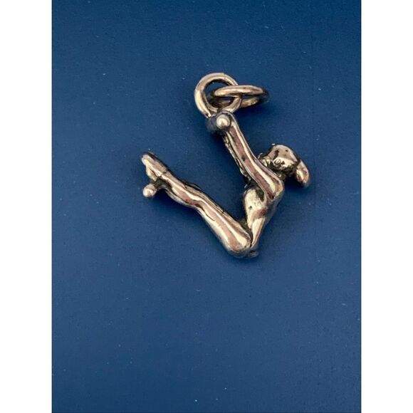 Trapeze Artist Sterling Silver Jewelry Charm #gymnastics #acrobatic #competition - Picture 2 of 3